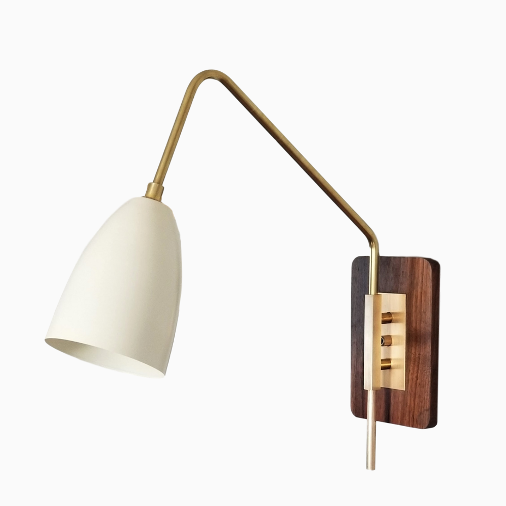 Elska Wall Mount Reading Lamp (Perfect White, Natural Brass)