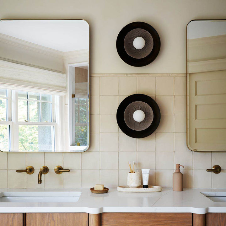 Centric Wall Sconce (Dark Bronze Enamel, Smoked Oyster) - Interior by Victoria Balson Interiors, Photo by Louisa Fyodor