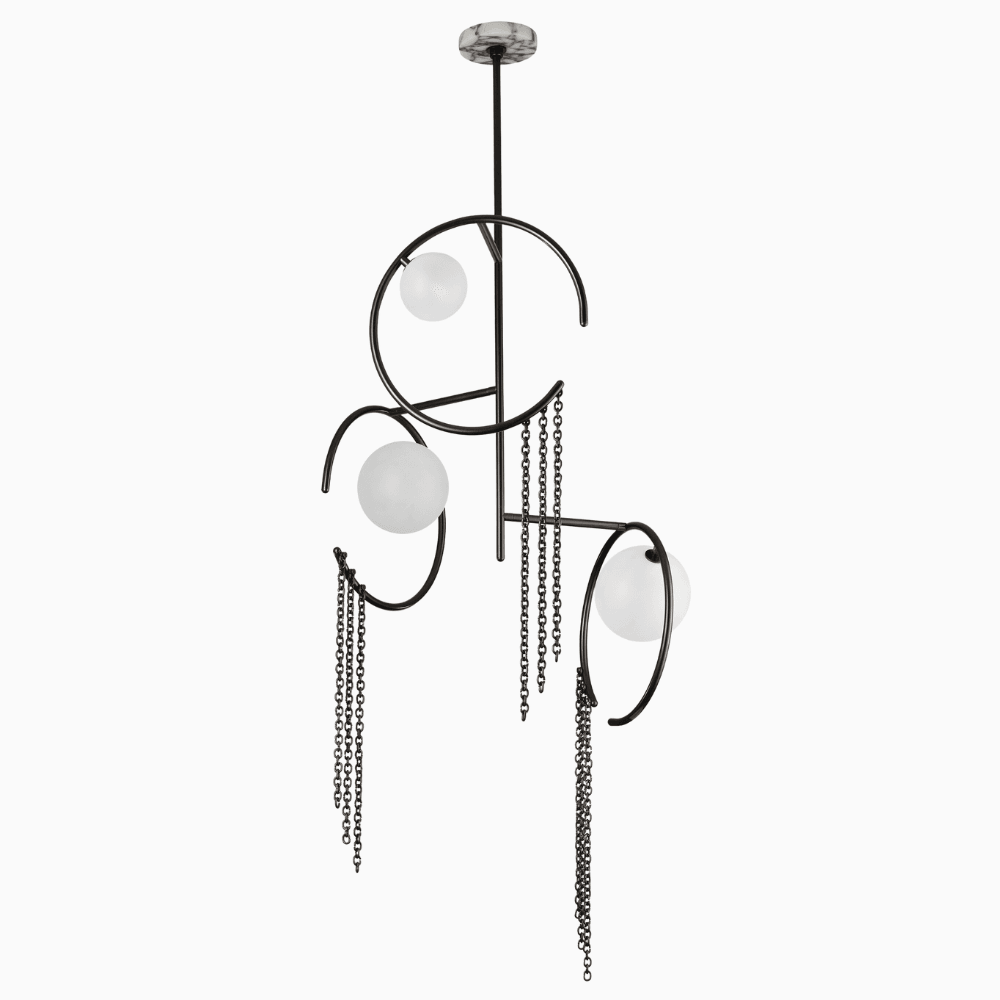 Mitzah Chandelier (Calacatta Marble, Dark Bronze Enamel)