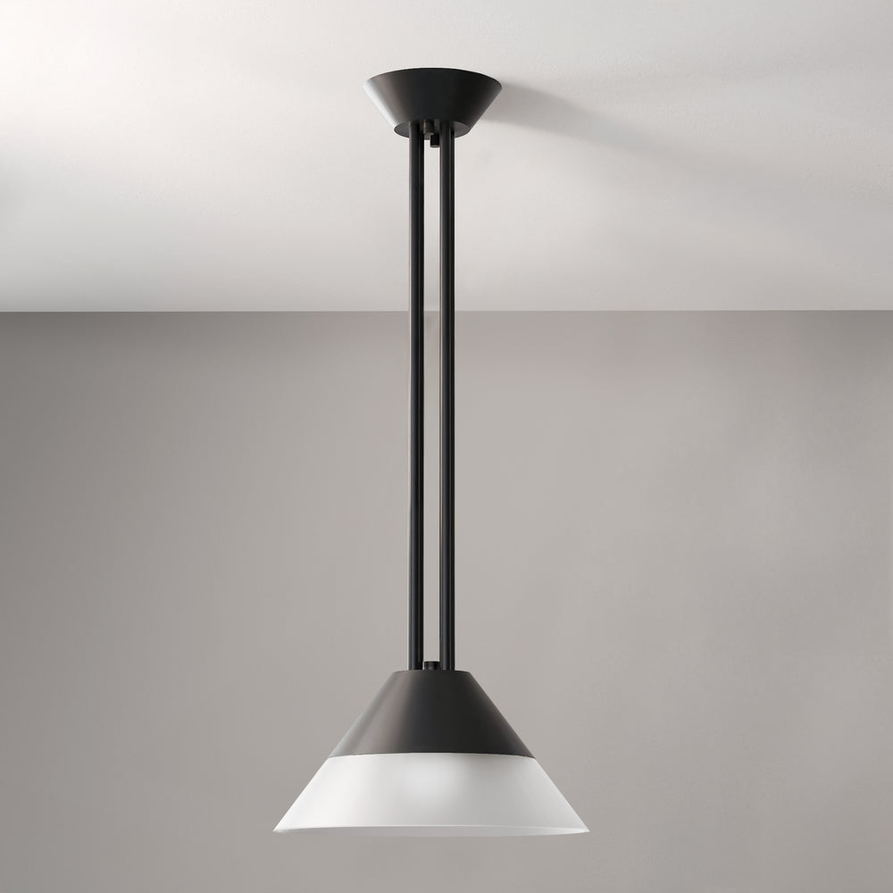 Paulson Pendant (Black, Frosted White Glass)