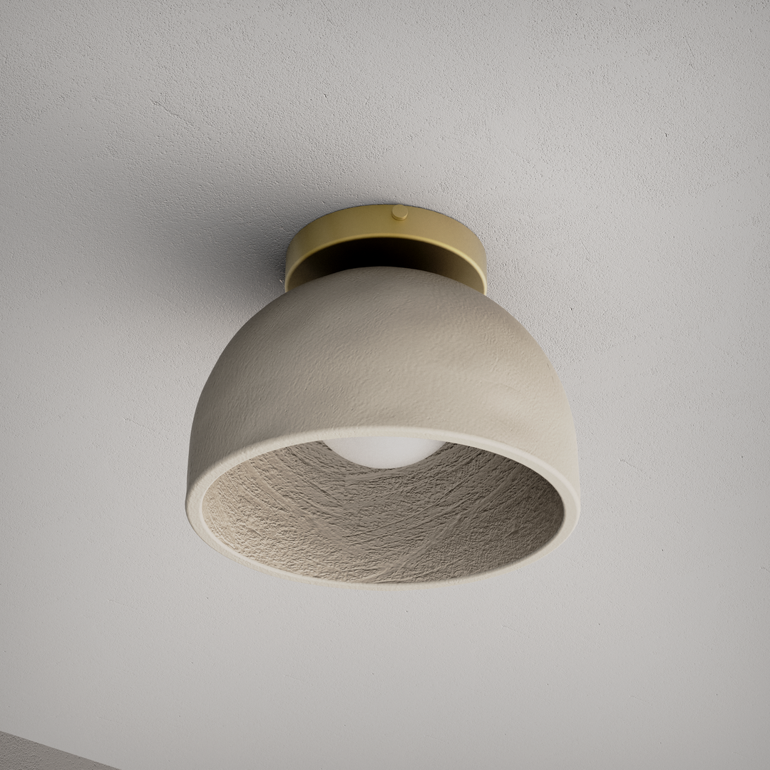 Brooklyn Flushmount (Natural Brass, Shaded White)