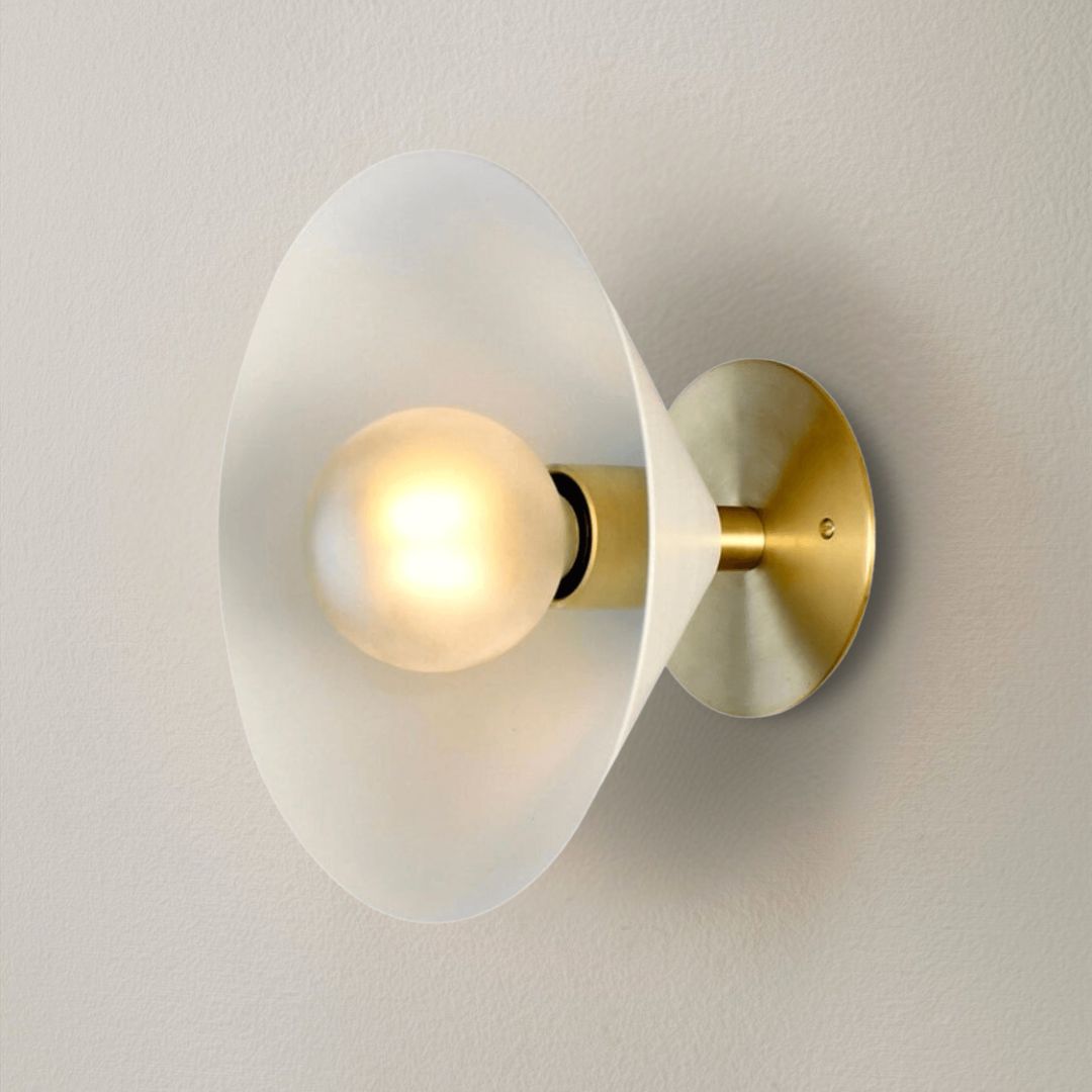 Focal Point Wall Sconce (Perfect White, Brushed Brass)