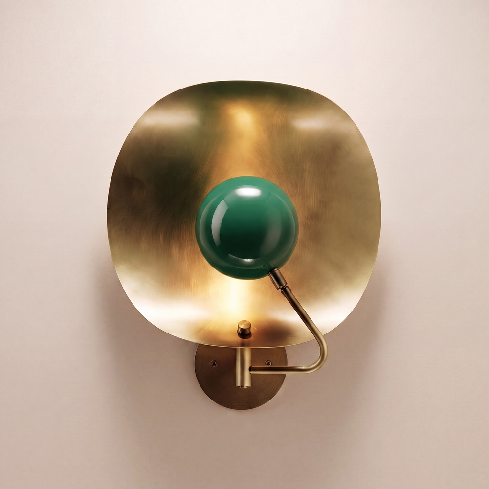 Jenny Brass with Enameled Metal Shade (Natural Brass, Paris Green)