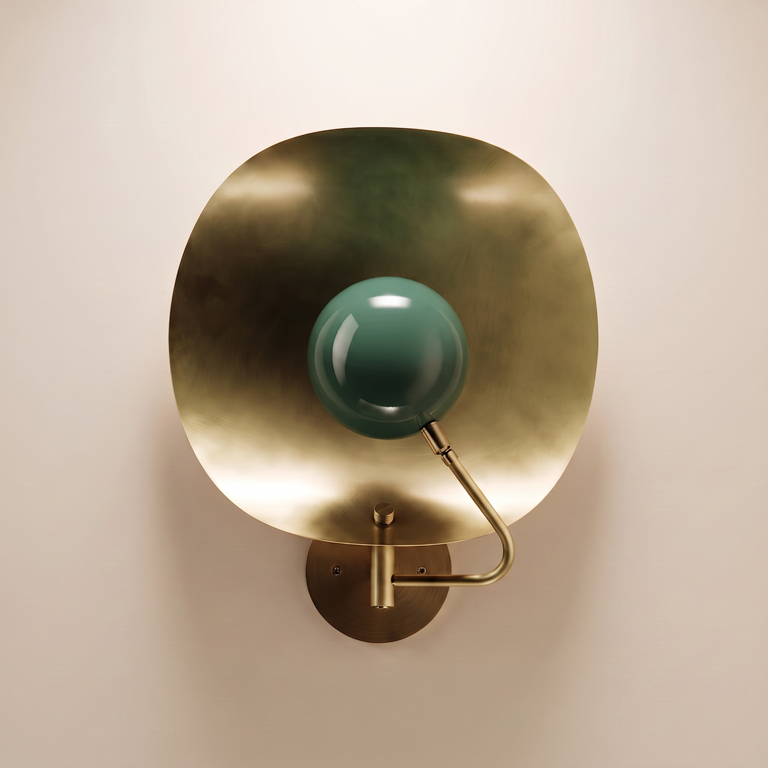 Jenny Brass with Enameled Metal Shade (Natural Brass, Paris Green)