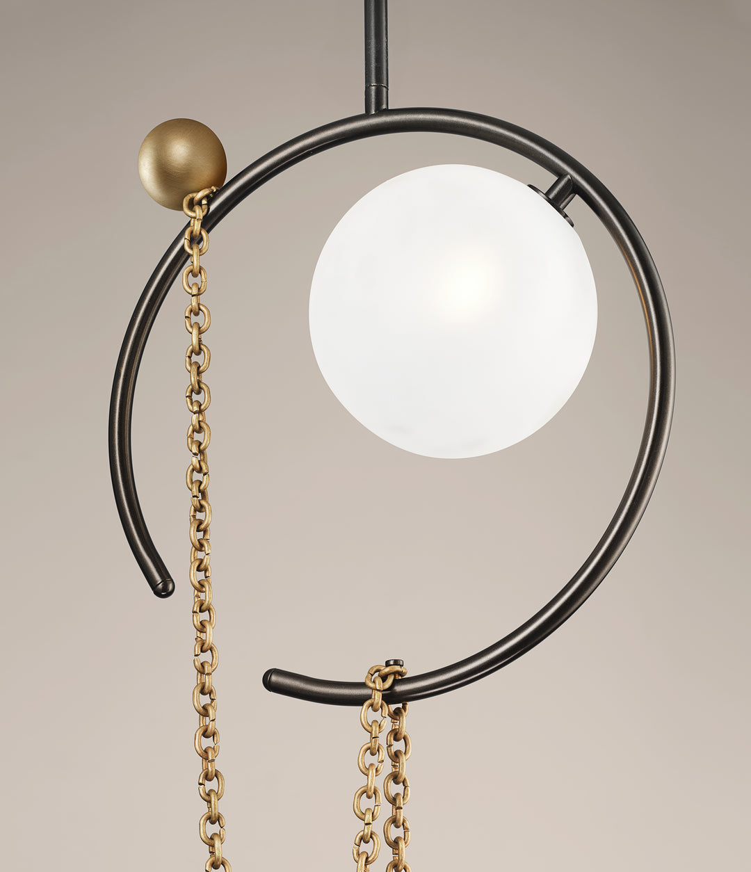 Madeleine Pendant with Calacatta Marble (canopy), Dark Bronze Enamel (frame), and Natural Brass (chain)