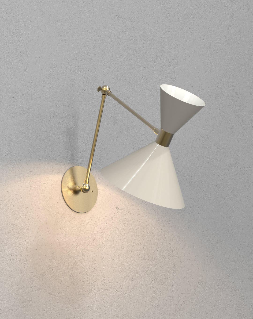 Monarch Articulating Wall Lamp (Natural Brass/Pearl)