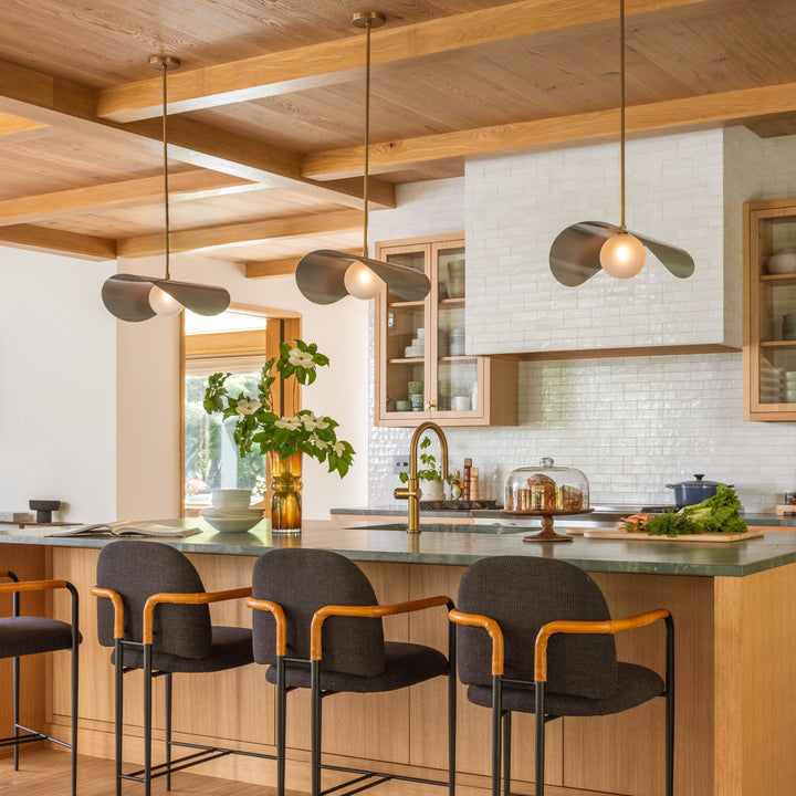 Montera Pendant (Dove, Natural Brass) - Design by Emily Henderson, Photo by Kaitlin Green