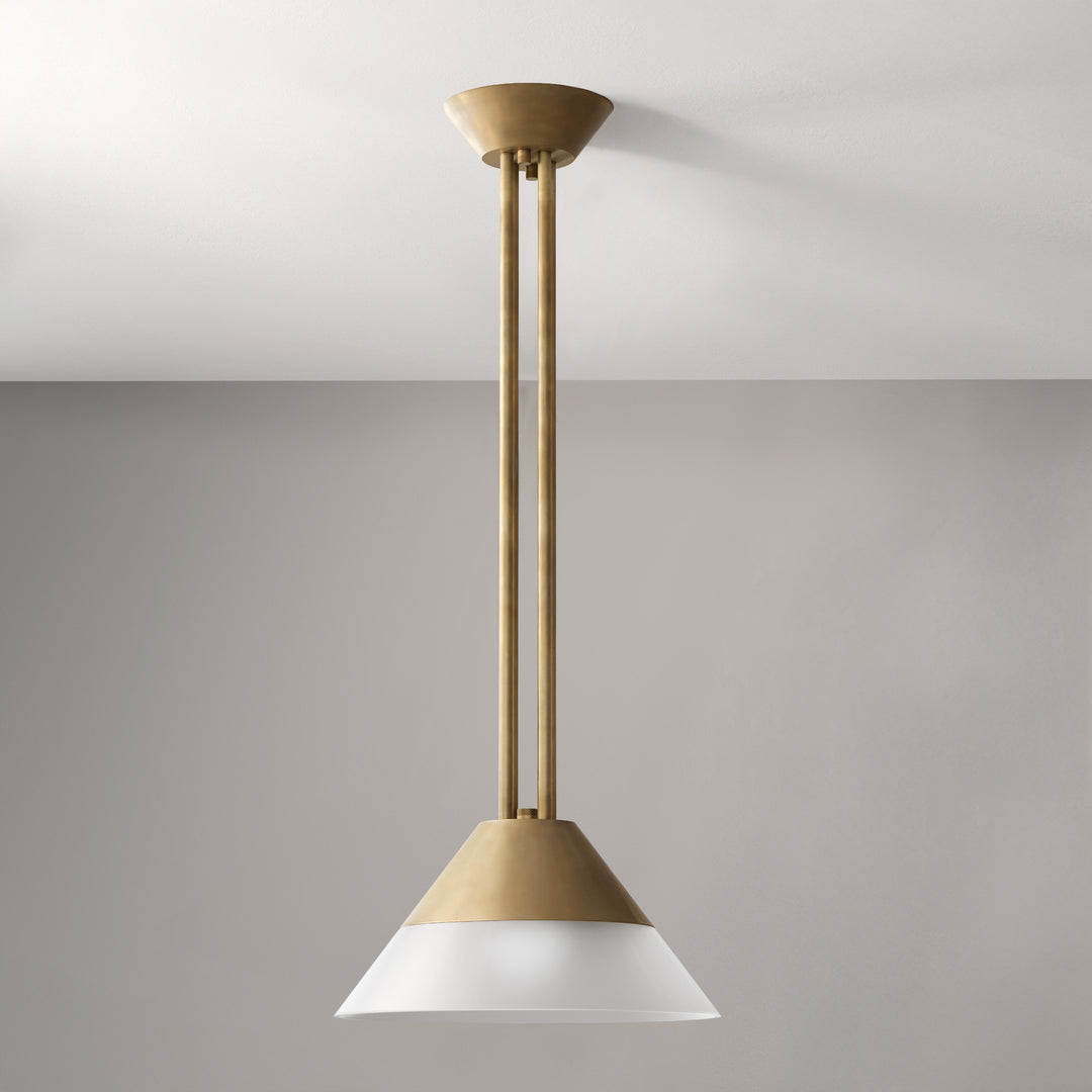 Paulson Pendant (Natural Brass, Frosted White Glass)