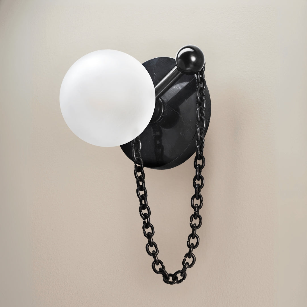 Alla Wall Sconce (Marquina Black Marble, Dark Bronze Enamel)