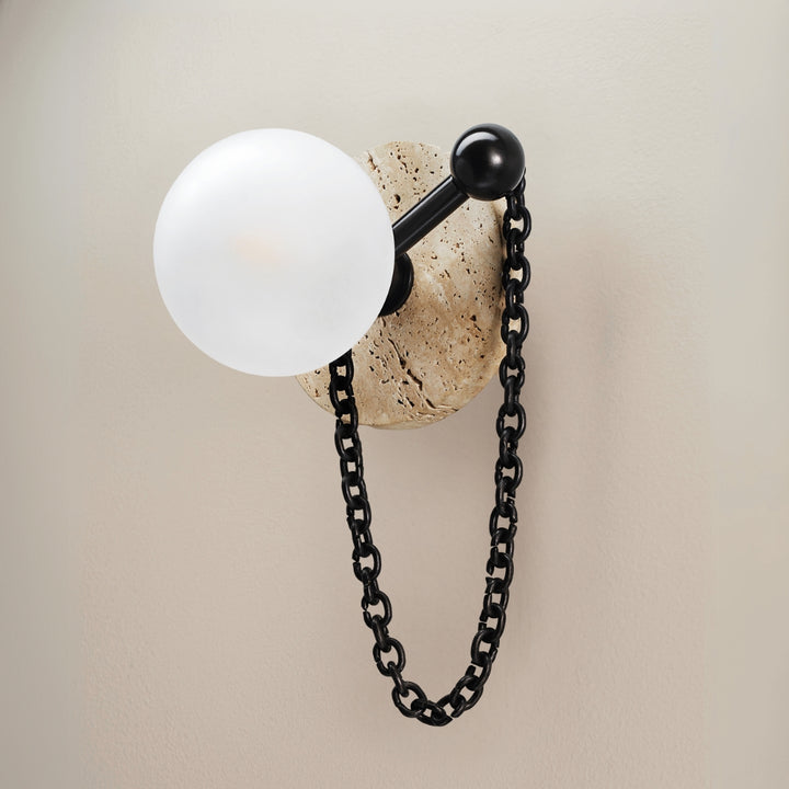 Alla Wall Sconce (Travertine, Dark Bronze Enamel)