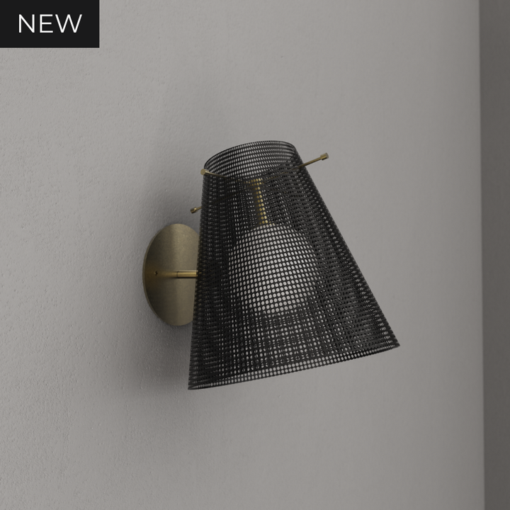 Voile Wall Sconce (Black, Tumbled Brass)