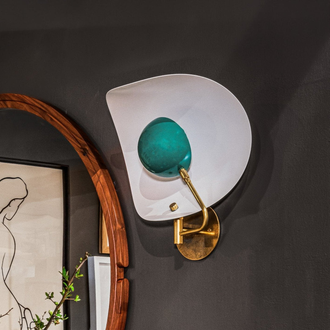 Quick Ship Jenny Wall Sconce (Perfect White, Paris Green, Tumbled Brass) — Design by CAROLYNLEONA, Photo by Venjhamin Reyes