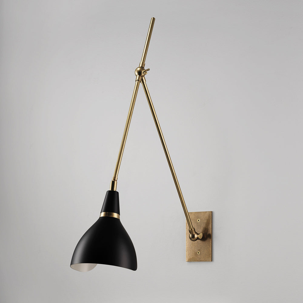 Torno Wall Lamp (Tumbled Brass, Black)