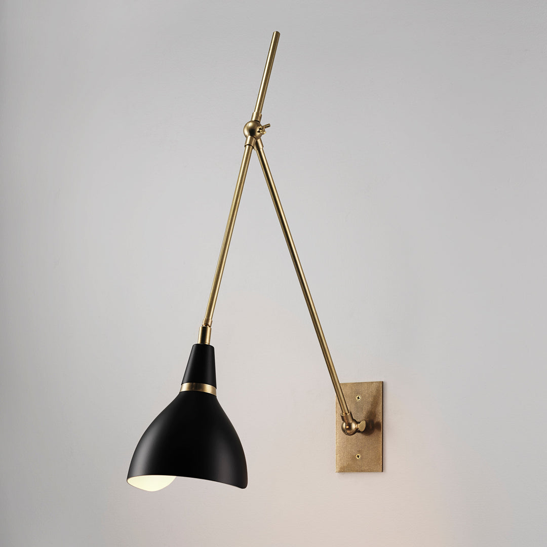 Torno Wall Lamp (Tumbled Brass, Black)