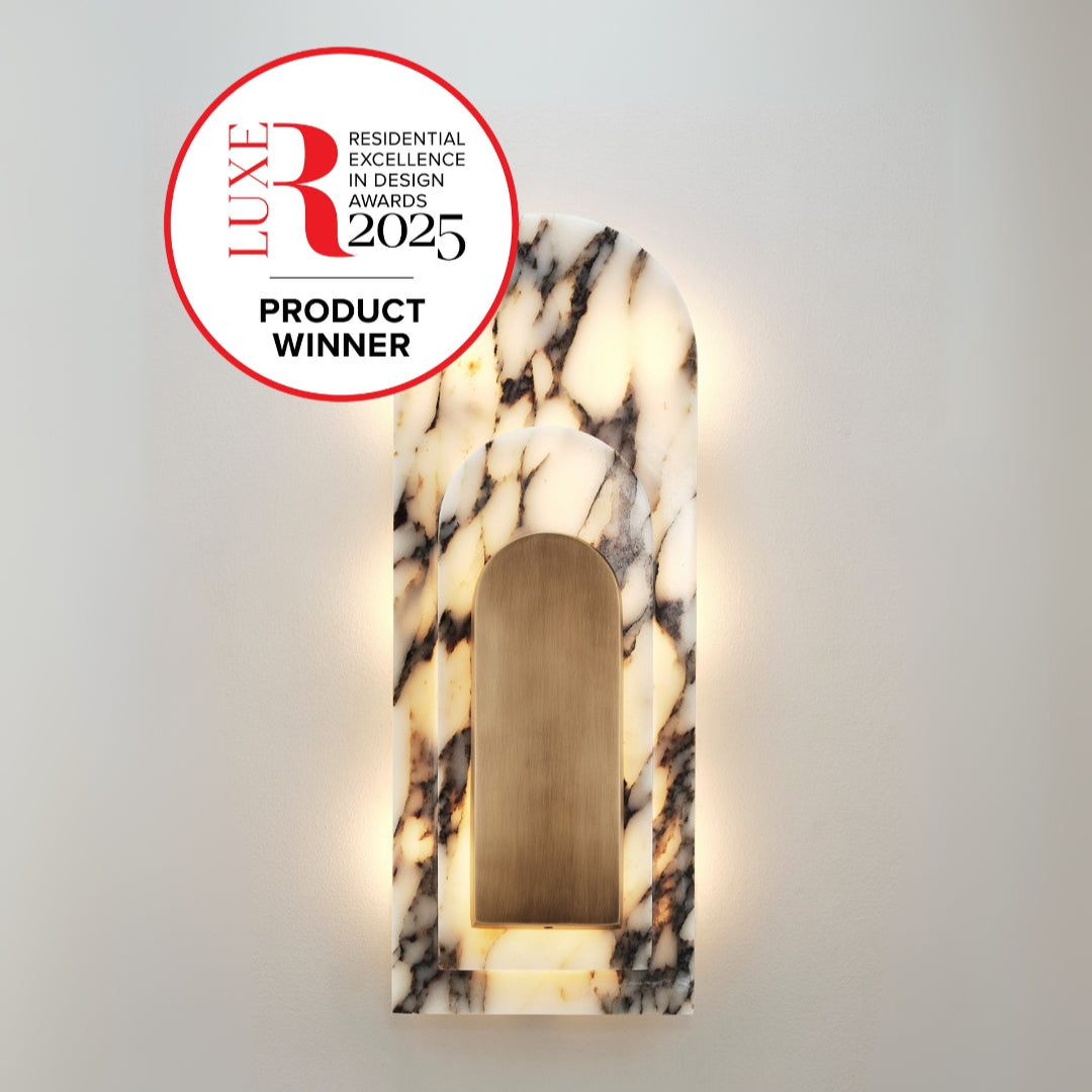 Staten Island Sconce (Calacatta Marble, Natural Brass) - Winner of the 2025 Luxe Red Award