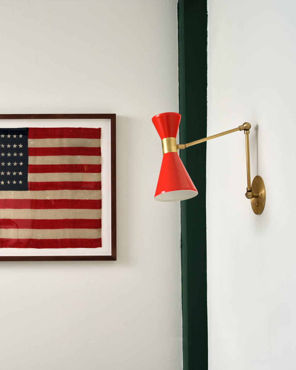 Campana Articulating Wall Lamp (Brushed Brass, Campari) - Interior by Sean Litchfield
