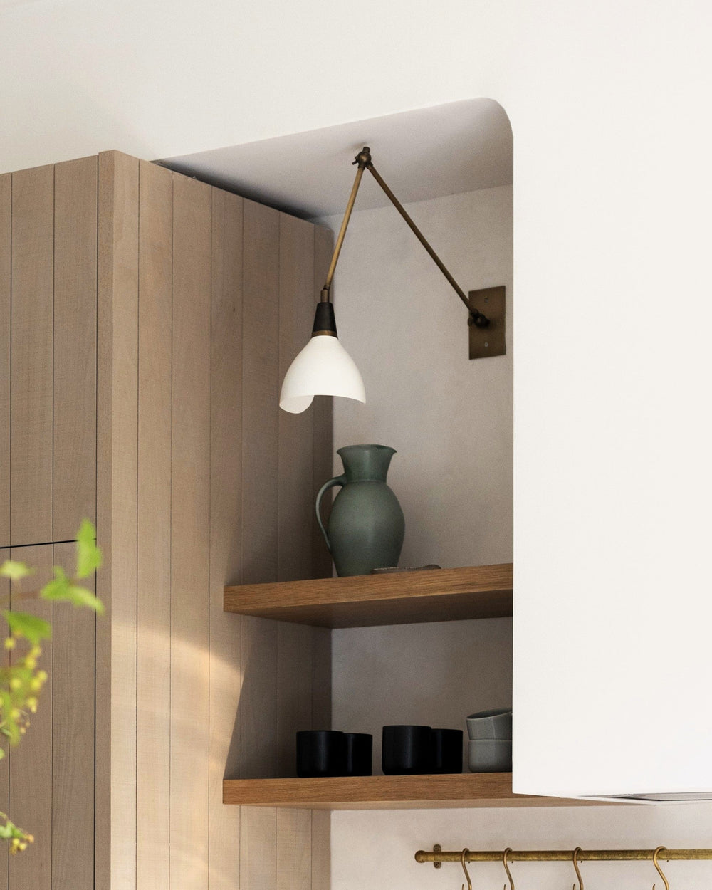 Torno Wall Lamp (Perfect White, Dark Bronze Enamel, Natural Brass) - Interior by the Brownstone Boys, Photo by Erin White