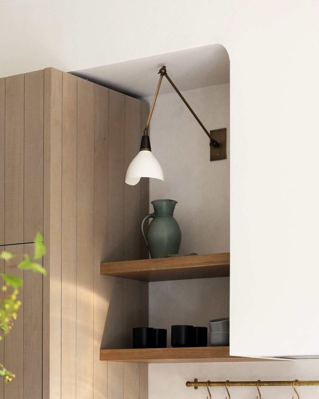 Torno Wall Lamp (Perfect White, Dark Bronze Enamel, Natural Brass) - Interior by the Brownstone Boys, Photo by Erin White