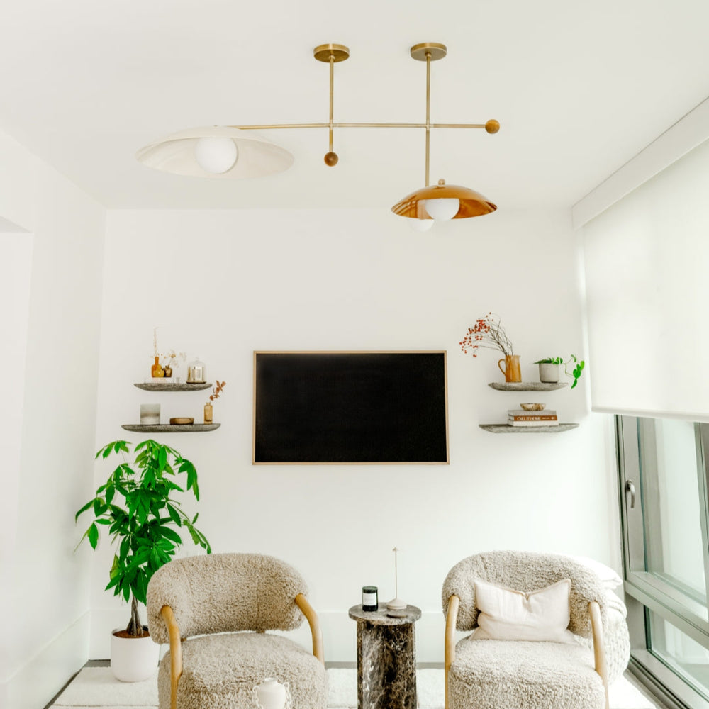 Verso Chandelier (Crema, Ginger, Natural Brass) - Photo from Olivia Amato