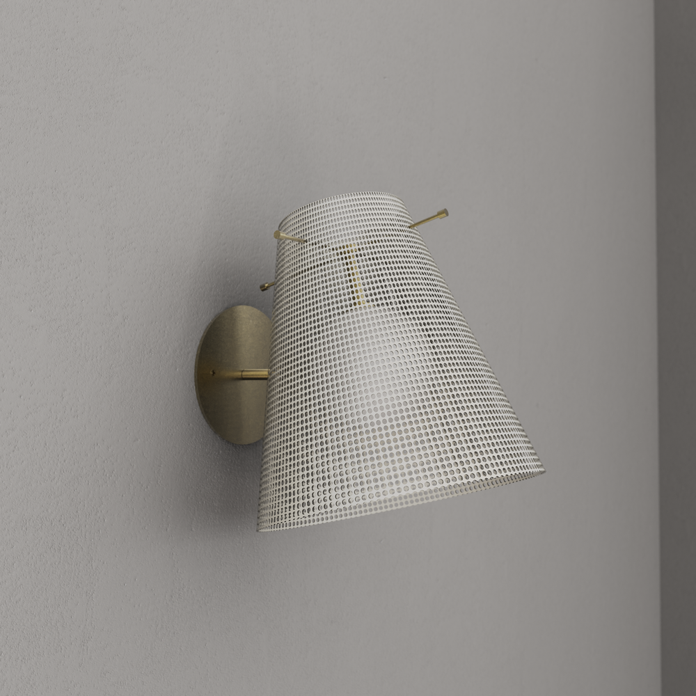 Voile Wall Sconce (Perfect White, Tumbled Brass)