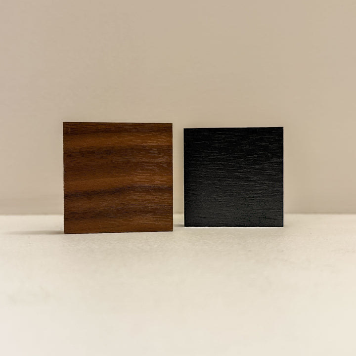 Wood Samples (Left: Walnut, Right: Ebonized Walnut)