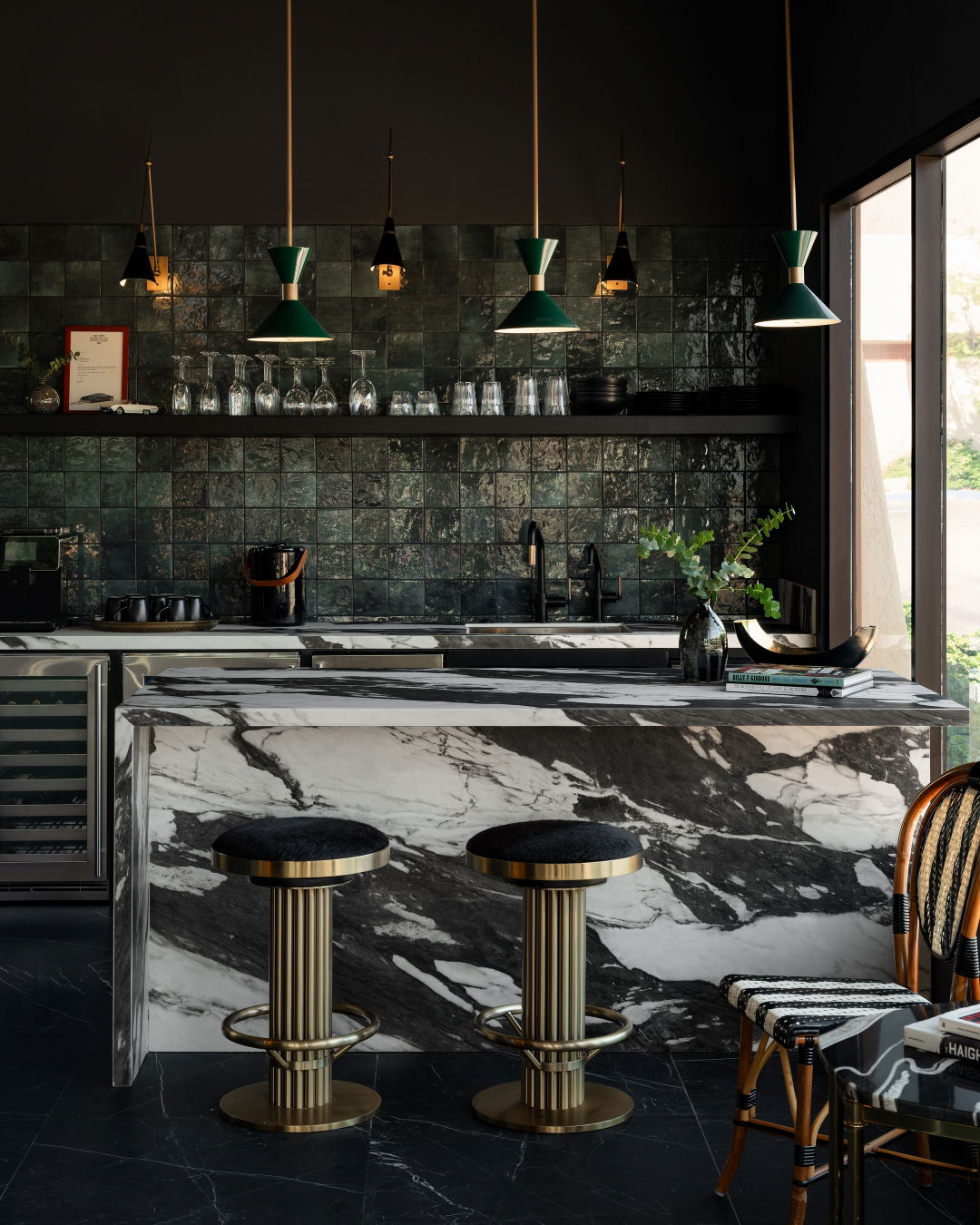 Monarch Pendant (Malachite, Natural Brass) - Design by Goodnoise Studio, Photo by Lance Gerber