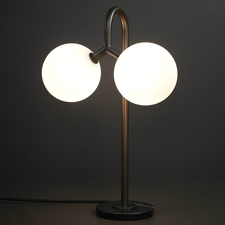 Duo Table Lamp (Bronze, Marquina Black Marble)