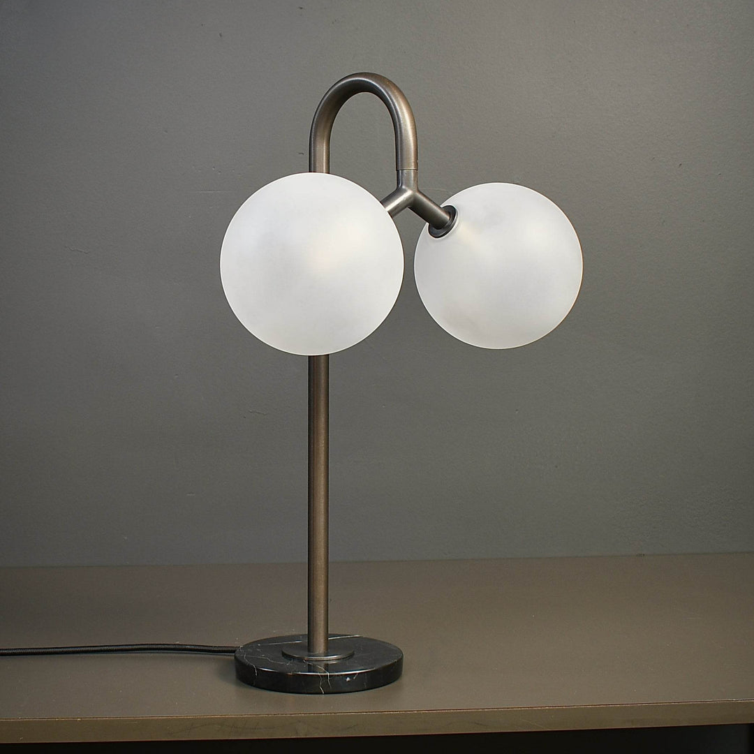 Duo Table Lamp (Bronze, Marquina Black Marble)