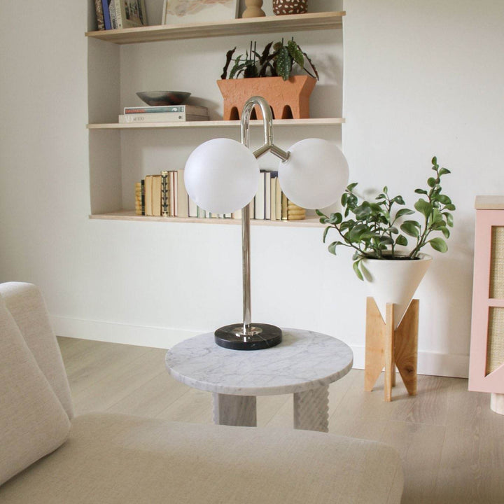 Duo Table Lamp (Polished Nickel, Marquina Black Marble) — Interior by britdotdesign