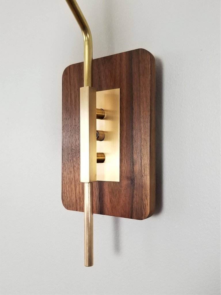 Elska Wall Mount Reading Lamp (Perfect White, Natural Brass, Natural Walnut)