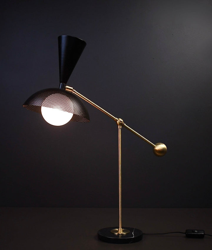 Molto Table Lamp (Black, Natural Brass, Marquina Black Marble)