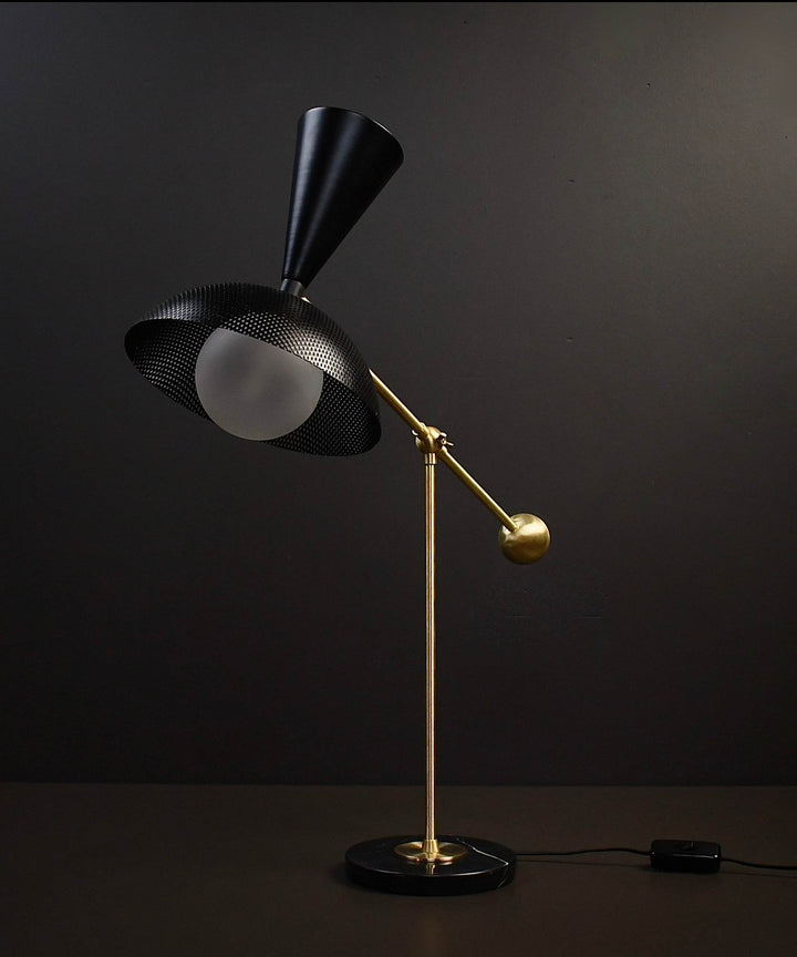 Molto Table Lamp (Black, Natural Brass, Marquina Black Marble)