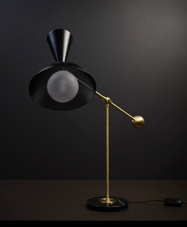 Molto Table Lamp (Black, Natural Brass, Marquina Black Marble)