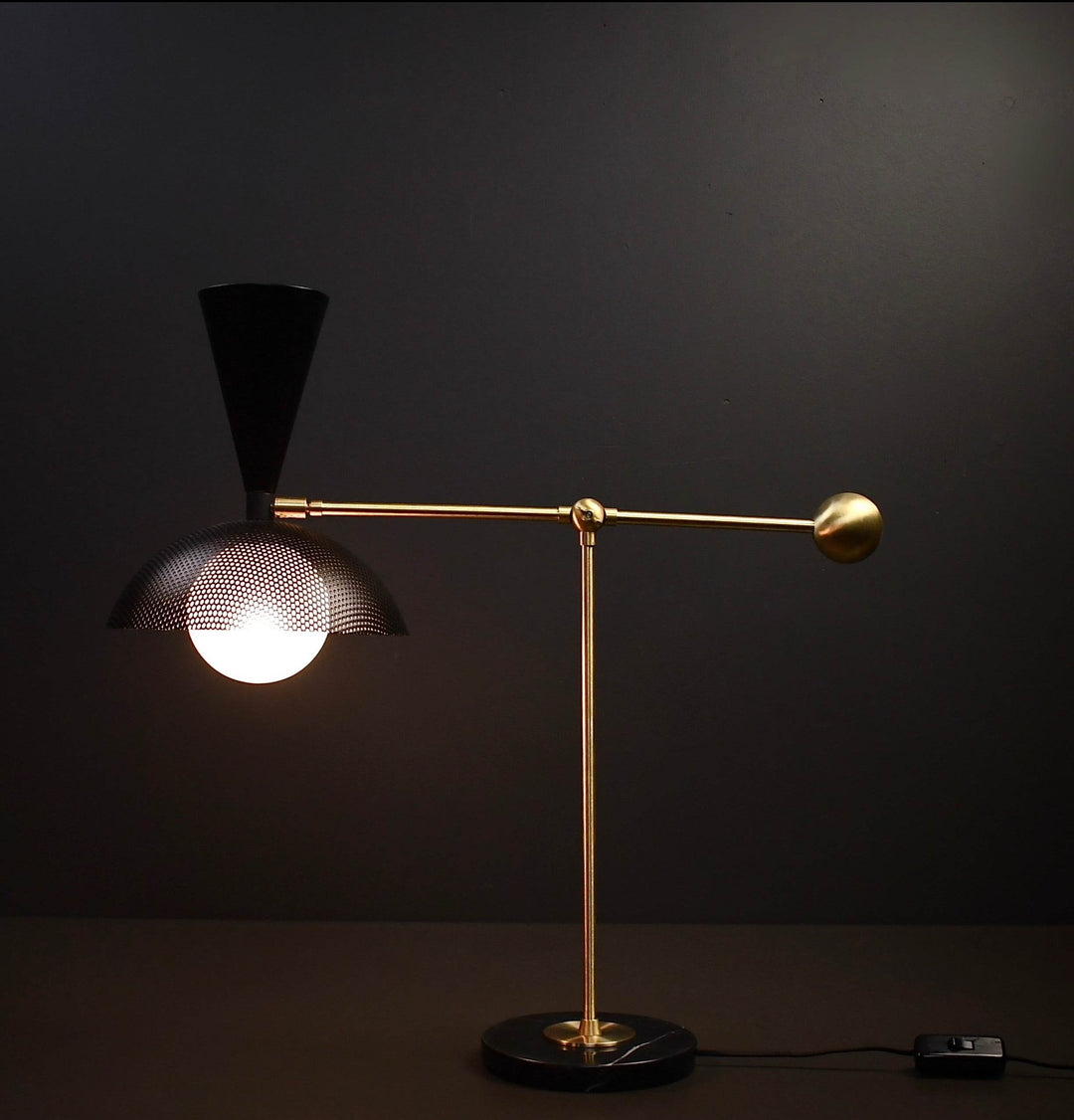 Molto Table Lamp (Black, Natural Brass, Marquina Black Marble)