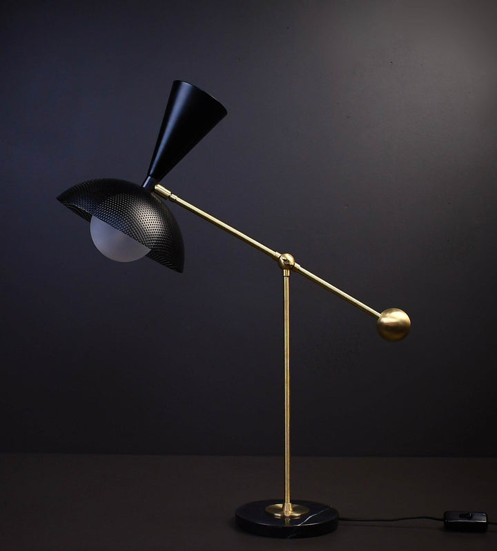 Molto Table Lamp (Black, Natural Brass, Marquina Black Marble)