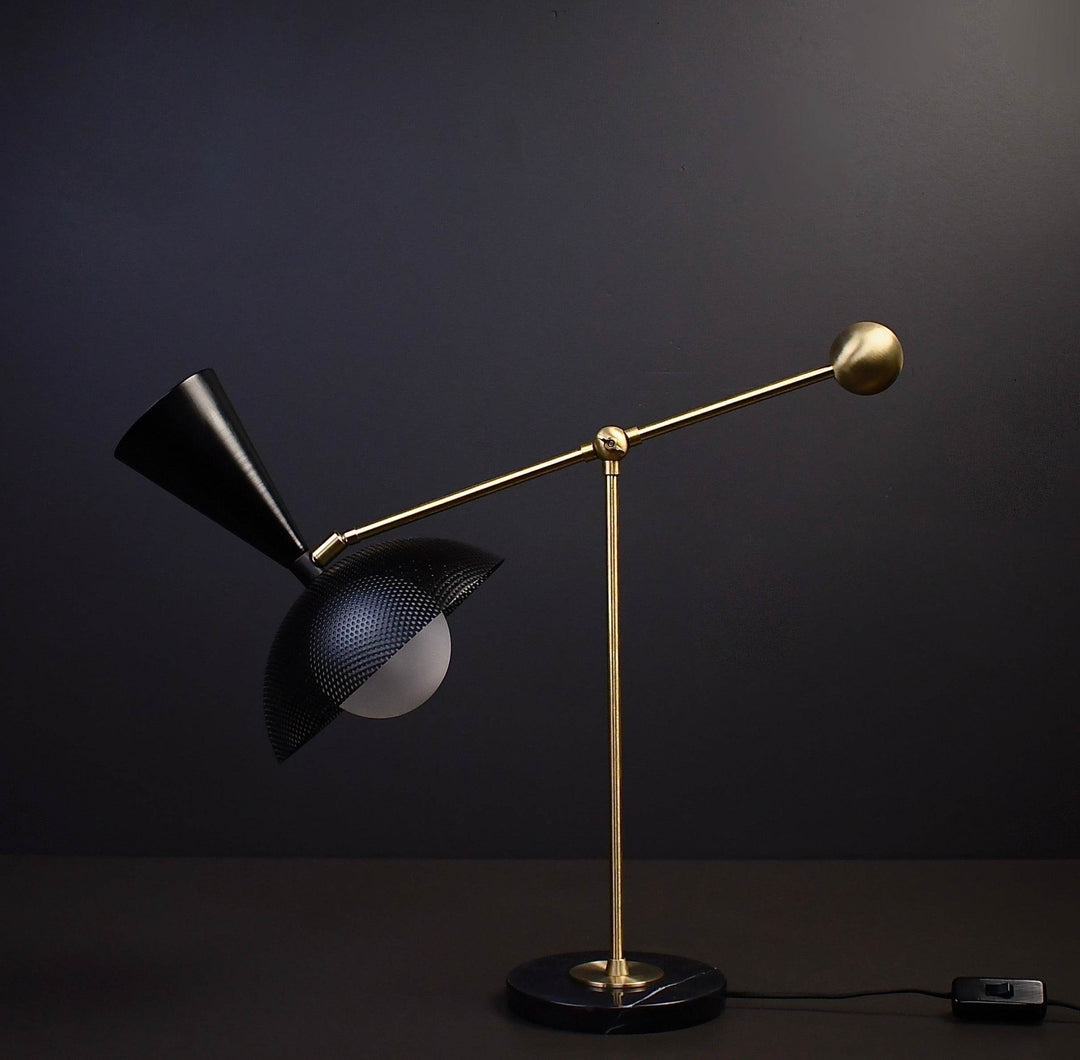 Molto Table Lamp (Black, Natural Brass, Marquina Black Marble)