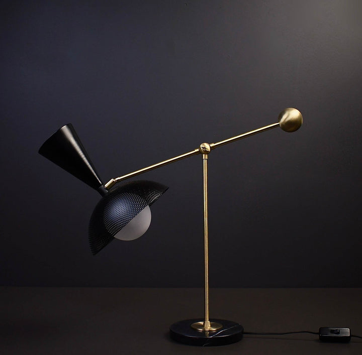 Molto Table Lamp (Black, Natural Brass, Marquina Black Marble)