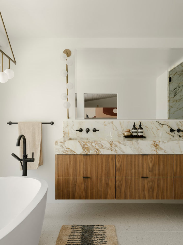 Harper Wall Sconce (Natural Brass) — Interior by Ryan Saghian Interior Design for Matt Sorum
